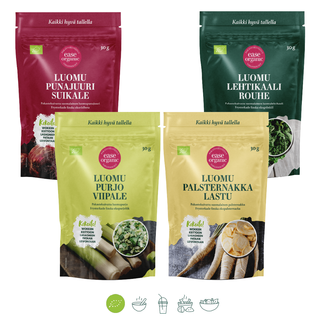 Pakastekuivatut luomuvihannekset 4 x 30g