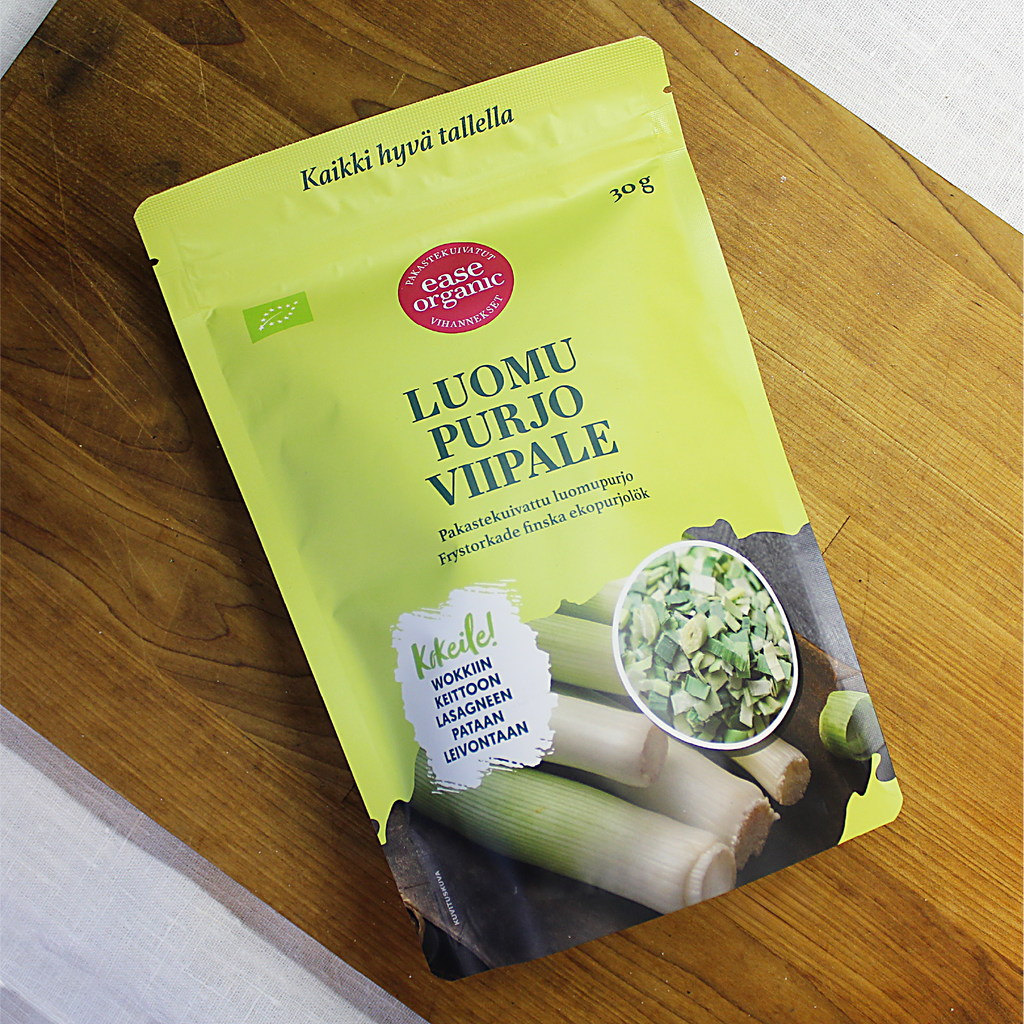 pakastekuivattu luomupurjoviipale